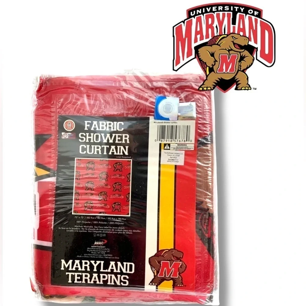 University Maryland Mascot Terrapin Fabric Shower Curtain Terp Sports 72 X 72 in